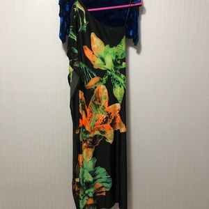 Miss Morena floral one shoulder maxi dress